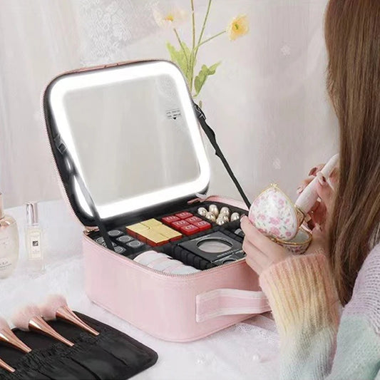 Trousse de maquillage avec miroir led